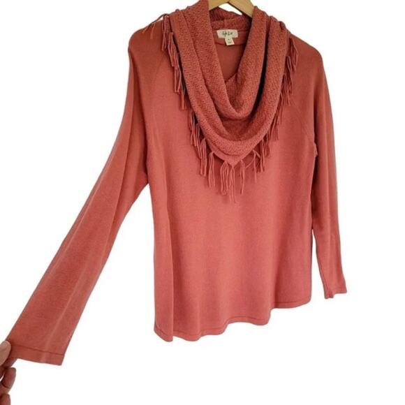 Style & Co Fringed Cowl Neck Sweater Copper Rose Women Petite Large PL Soft Cozy - Picture 5 of 11